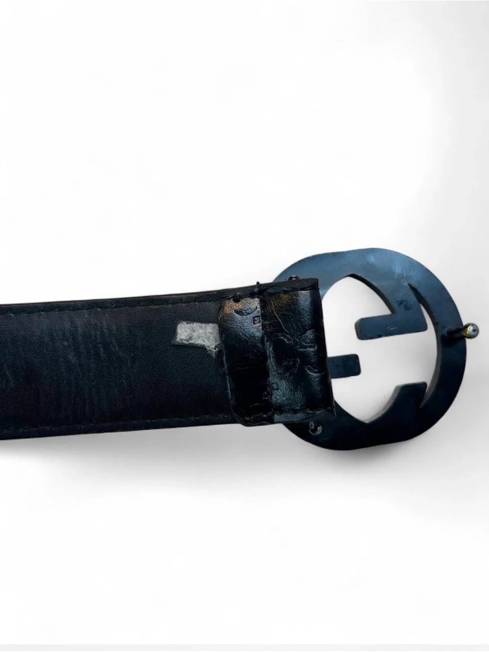 Black Leather Designer Logo Belt